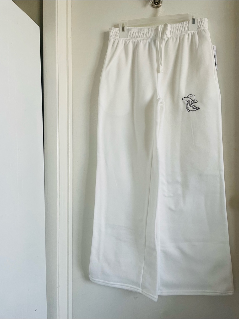 Justify White Kids Sweatpants with Embroidered Whale